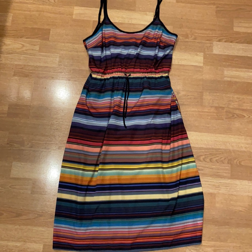 Athleta Havana striped midi dress L